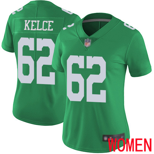 Women Philadelphia Eagles #62 Jason Kelce Limited Green Rush Vapor Untouchable NFL Jersey Football